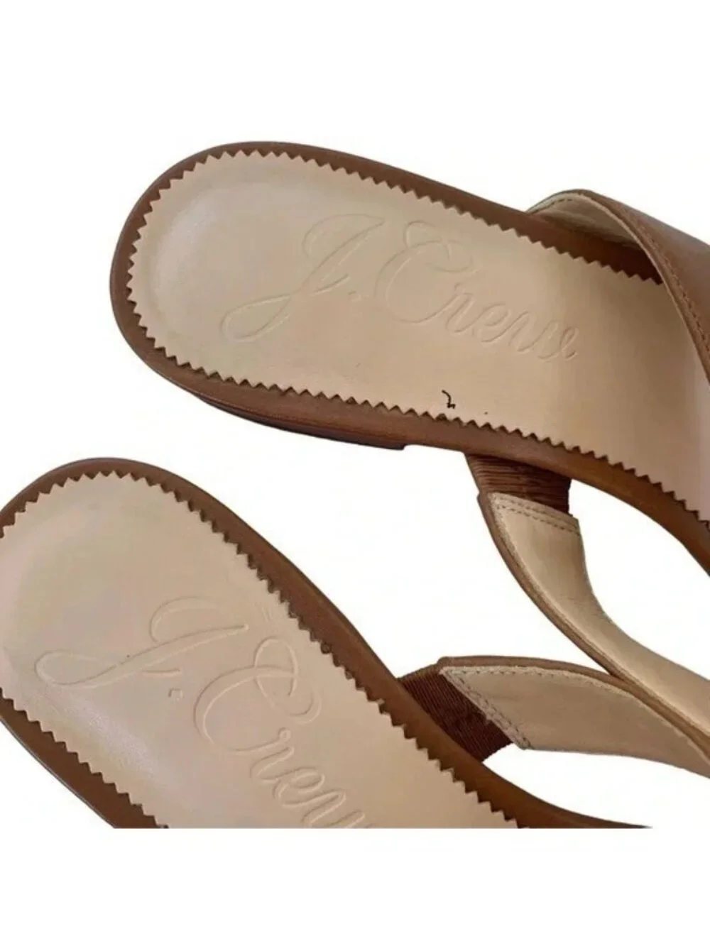 J. Crew Leather Hazel Cutout Flat Sandals Rich Oak Size 8 retail $138